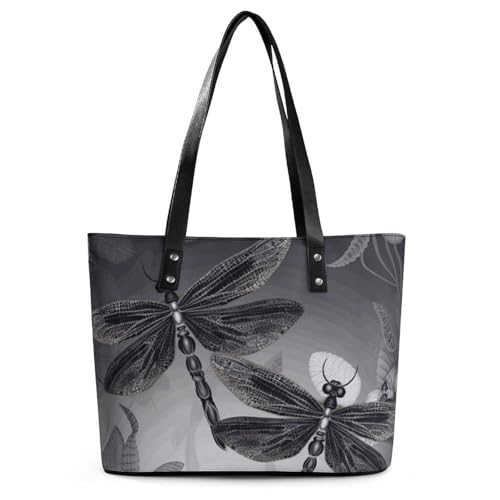 Sac besace en cuir gris de qualité supérieure à libellules