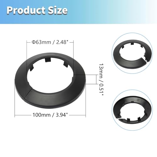 MroMax Fit 2.48" Outer Diameter Flange Water Pipe Cover Decoration Black Pipe Cover Radiator PP Plastic 63mm Escutcheon Collar for Wall Pipe Tube Decoration 6Pcs - Image 3