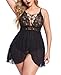 Avidlove Plus Size Lingerie for Women Bridal Sleepwear Lace Babydoll Chemise Nightwear (Black, XL)