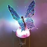 MeiBoAll Plug in Night Lights,Color Butterfly LED Wall Lamp with Light Sensor for Kids Room Bedroom Nursery