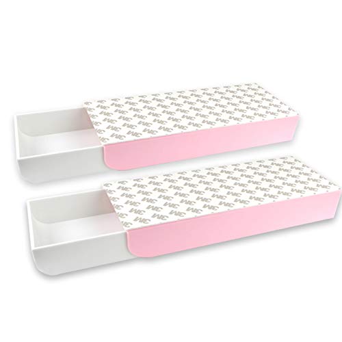ABCWY Under Table Drawer, Hidden Self-Adhesive Pencil Tray Drawer,2-Pack Desk Pencil Drawer Organizer, Pop-Up Student Storage Hidden Desktop Drawer Tray, Great for Office School Home Desk