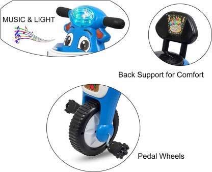 Image of M Panda Baby Product Toyboy Multinational Musical Happy Birthday Baby Tricycle (Blue - Black) Panda Rider for Kids, Cycle for Kids
