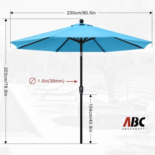 Image of ABCCANOPY 7.5FT Patio Umbrella Outdoor 6 RibsTable Umbrella(Turquoise) | Fade & UV Resistant Fabric,6 Fiberglass Ribs,Smooth Crank System,Wind Resistance,Great for Patio,Backyard,Garden,Deck