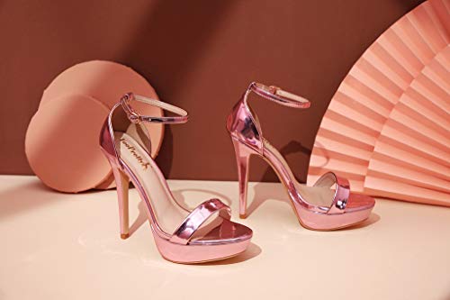 YooPrettyz Women Metallic Ankle Strap Platform High Heels Model Dress Sandals4