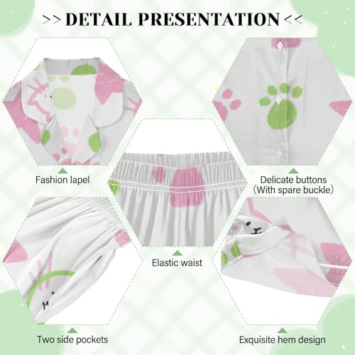 Ropa de dormir de manga corta con estampado de gato verde y estrellas 6
