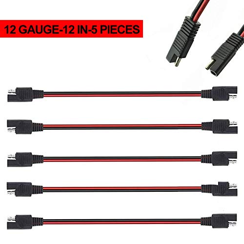 5 Pack 12" 12 Gauge 2 Pin Quick Disconnect Audiopipe Polarized Wire Harness