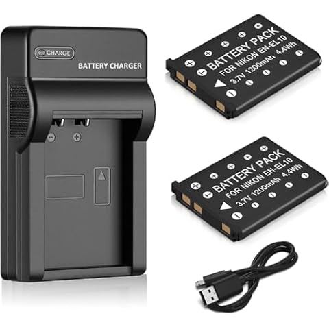 2 Pack EN-EL10 Battery and Micro USB Charger Cover