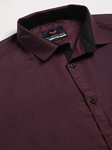 Image of Majestic Man Slim Fit Solid Cotton Blend Formal Shirt for Men