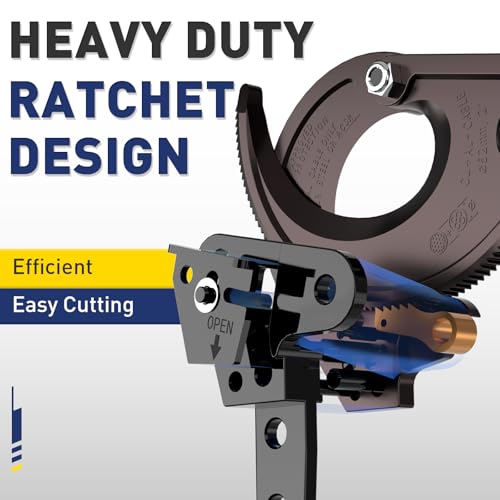 Image of haisstronica Ratchet Cable Cutters,Heavy Duty Wire Cutters for Cutting Electrical Copper & Aluminum Cable Wire Up to 400mm(750 Kcmil)