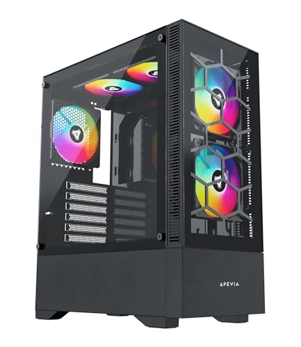 Carcasa para PC para juegos Apevia Eclipse Mid Tower con 5 ventiladores ARGB 2