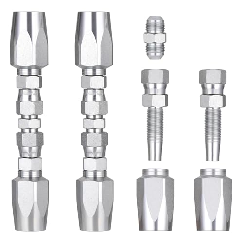 HOTROSE 3/8" Hydraulic Hose Field Repair Kit for 2-Wire Braided Hydraulic Hoses, Silver