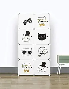 BucketList DIY Portable Bedroom Deep Cube Cloth/Toy Storage Plastic Wardrobe/Modular Cabinet (White) - 8Cube