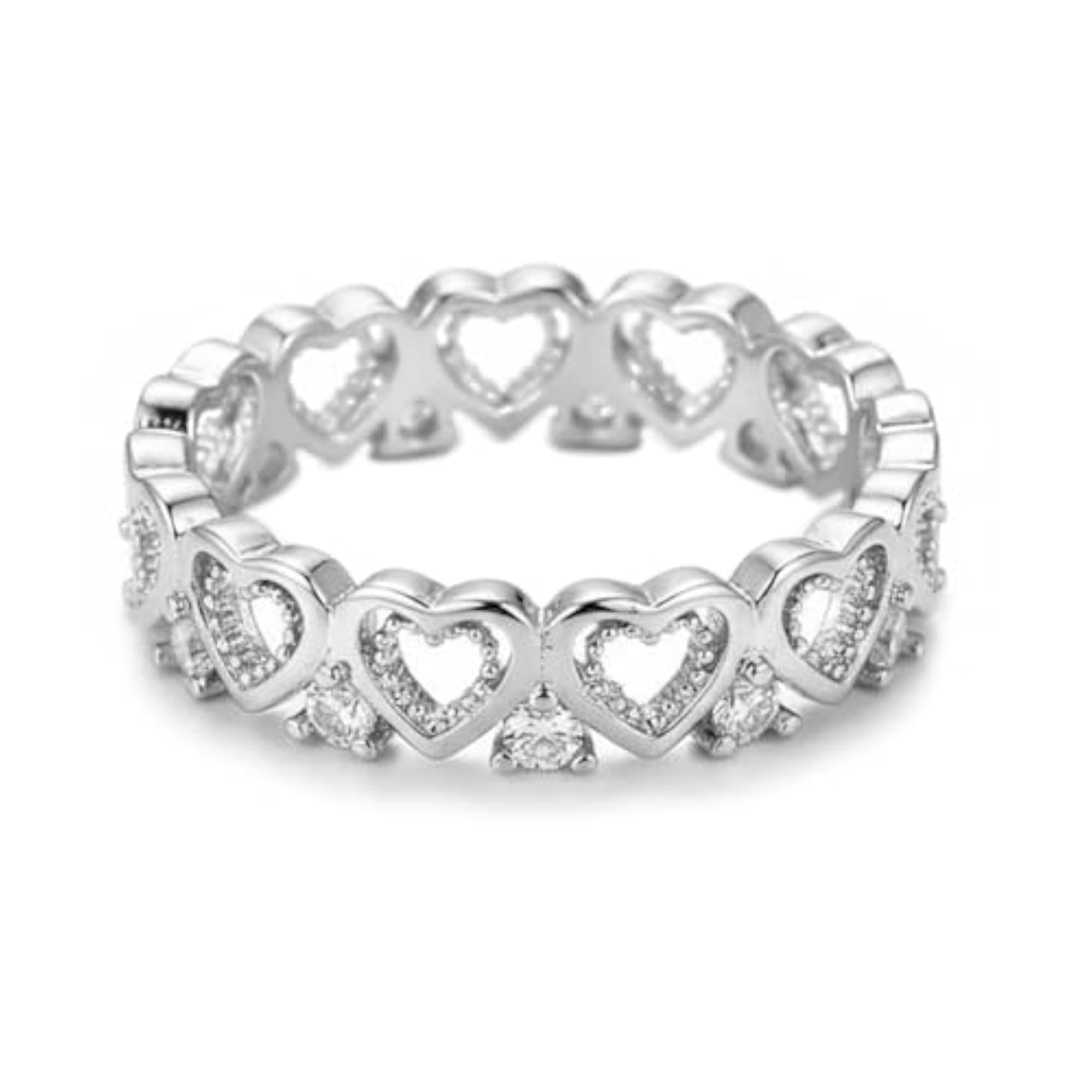 Women's Silver Plated Cubic Zirconia Studded Ring