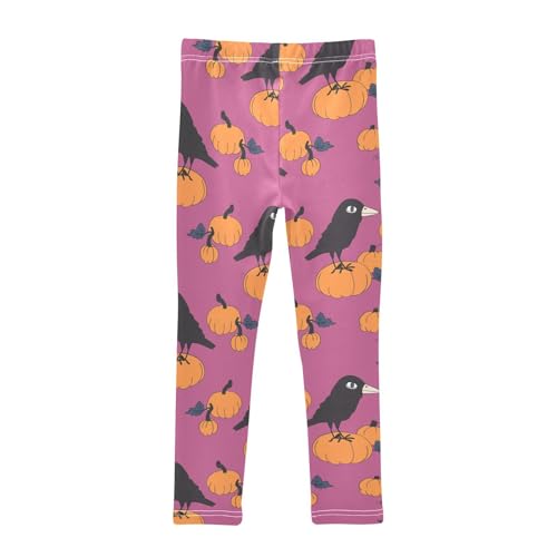 Crow and Pumpkin Girls Leggings,Workout Leggings for Girls Toddler Athletic Leggings Size for 3-10T2