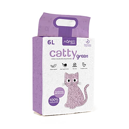 AqpetFriends Lettiera CattyGreen Sabbia per Gatti alla Soia Naturale di origine Vegetale profumazione Lavanda