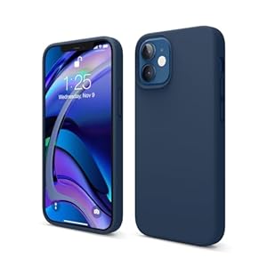 elago Liquid Silicone Case Compatibel met iPhone 12 Mini Hoesje (5,4″) – Vloeibaar Siliconen Beschermhoes, Complete Bescherming: 3-laags Schokbestendig (Donkerblauw)