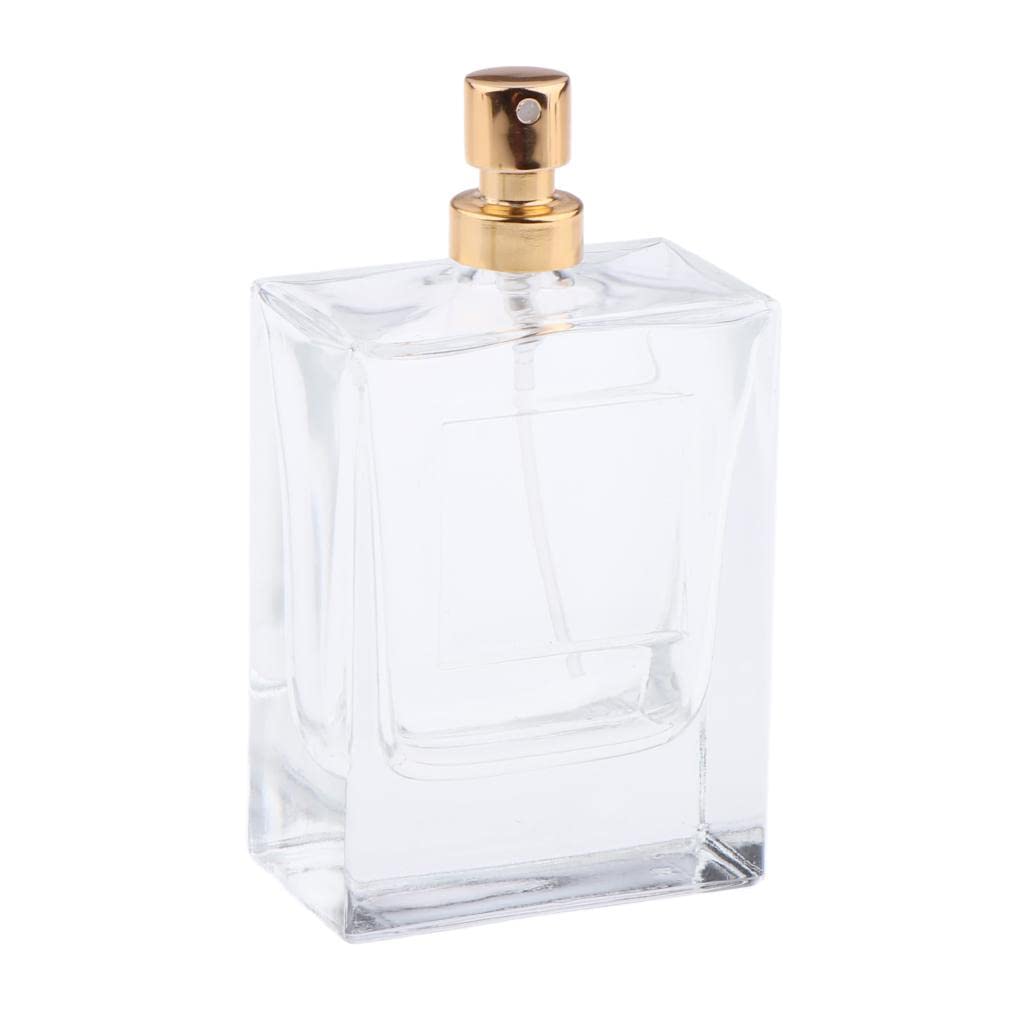 Square 50ml Empty Perfume Bottle Transparent Glass Golden Lid-picture-27