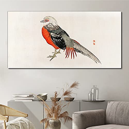 Oiseau sur toile tableau suspendu 140x70cm poésie et douceur murale