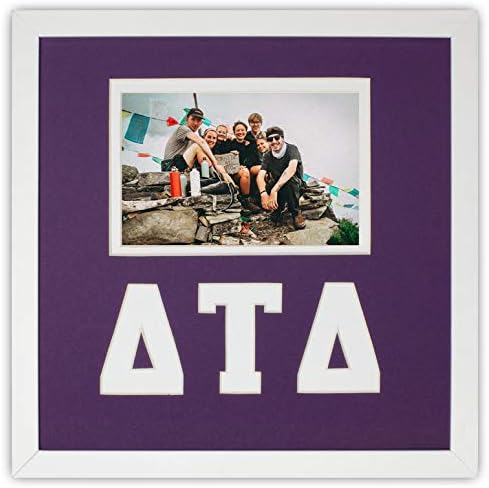 Delta Tau Delta Fraternity - Marco de fotos con licencia de color morado y blanco, con capacidad para montaje de pared de fotos de 4 x 6 pulgadas