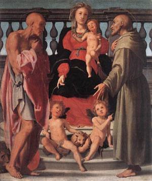 Peinture à l'huile Madonna and Child, reproduction Pontormo 36x48 pouces