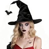 Sombrero de ala ancha plegable de malla transpirable en varios colores en su precio más bajo Sombrero de Bruja, Gorra de Mago de Halloween de 18 pulgadas, Sombrero de Mujer con Colgante de Murciélago Araña,...