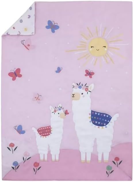 Parent's Choice 4 Piece Bedding Set, Toddler Bed Pink Llama, White, Pink, Multicolor (7883416R)