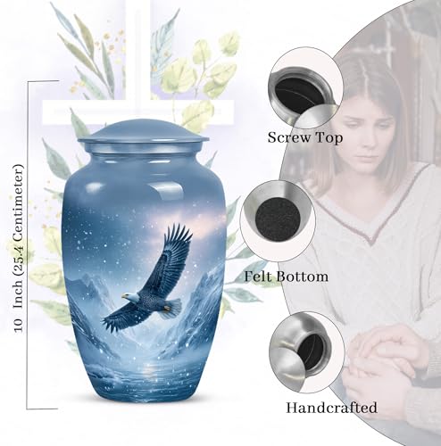 Image of Eagle Urns for Human Ashes Adult Man, Cremation Urns for Human Ashes, Memorial Urn for Adult Male, Large Urn for Ash, (10 Inch, 200 Cubic Inches)
