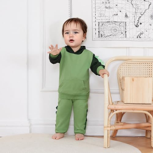 Infant Baby Boy Hooded Dinosaur Fall Outfit Contrast Sweatshirt Pant Set Toddler Dinosaur Clothes 6 12 18 Months 2T3