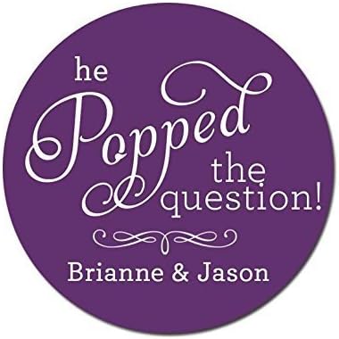 Personalized Customized Wedding Favor Stickers - He Popped The Question -Great for Popcorn Favors - Choose Your Size