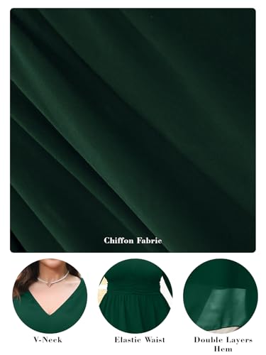 Image of RWJ Women's Plus Size Mini Dress 2025 Wrap V-Neck Empire Waist Long Sleeve Spring Trendy Elegant Flowy Chiffon Dresses