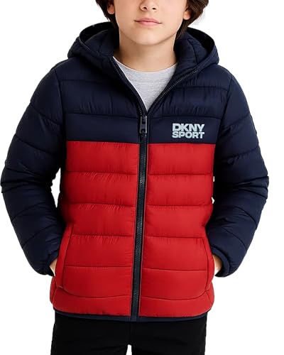 Image of DKNY Boys Puffer Jacket - Midweight Insulated Wind Water Resistant Hooded Puffer Winter Coat - Quilted Winter Jacket for Boys