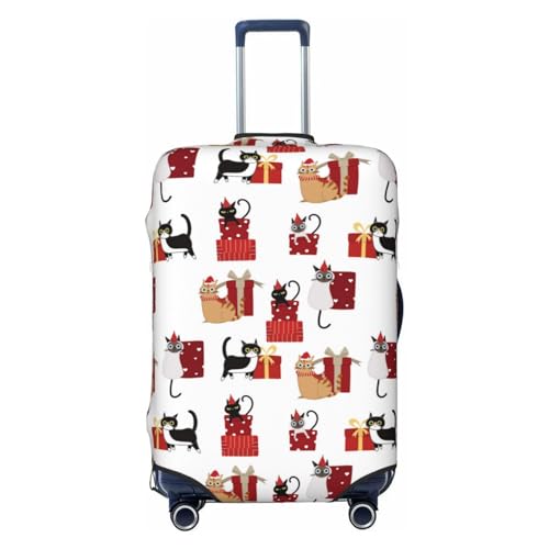 Cute Cat And Christmas Gift For Travel Luggage Cover Suitcase Protector Fits 18-32 Inch Travel Luggage Protector Elastic Luggage Anti-Scratch Suitcase Cover