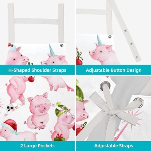 Tablier de cuisine cochon rose mignon lot de 2 avec broches amovibles