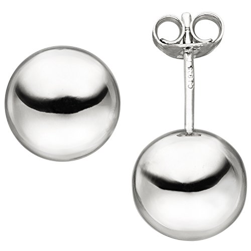 Jobo Damen Ohrstecker Kugel 10 mm 925 Sterling Silber Ohrringe Kugelohrstecker