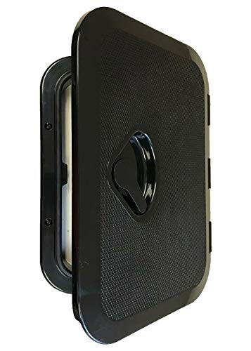 SEAFLO Marine Boat Deck Rectangular Access Hatch - 10.63' x 14.76' (270mm x 375mm) 180° Opening Lid, Non-Skid, Corrosion and UV Resistant, 4-Year Warranty! (Black, Standard)