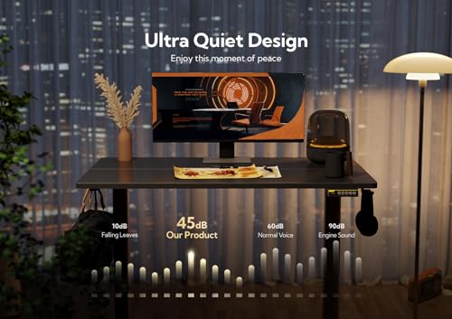 Claiks Electric Standing Desk, Adjustable Height Stand up Desk, 40x24 Inches Sit Stand Home Office Desk with Splice Board, Black Frame/Black Top