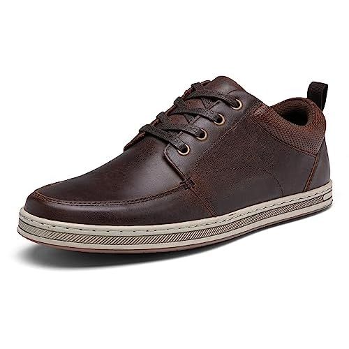 Jousen Men's Leather Fashion Sneakers Retro Dress Business Casual Shoes for Men