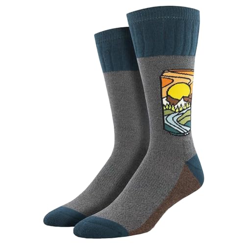 Men's Boot Outdoor Socks Outlands Atomicchild Brew With A View, Charcoal Heather Gray, One Size Fits Most, 1 Pair