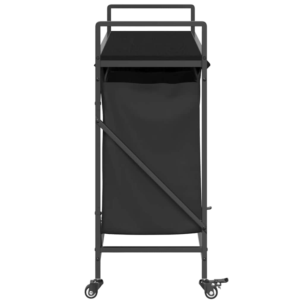 Wäschekorb 3 Fächer mit Rädern, ausziehbare Wäschesäcke aus 100 Prozent Polyester, Stahlrahmen und Holzwerkstoff, 99 x 33 x 82 cm, für Waschküche und Schlafzimmer