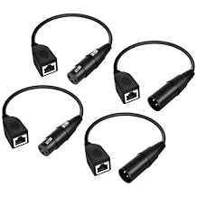 3 Pin XLR to RJ45 Adapter Upgraded1ft 3 Pin DMX Male Adapter for XLR to Cat 5 Cat 6 Ethernet for DMX-CON Controller Series Stage and Recording Studio DMX to RJ45 Male and Female Adapters 4