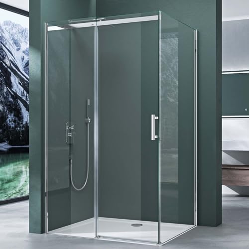 Mai & Mai Duschkabine Duschabtrennung 8mm Sicherheitsglas mit NANO 80x120cm Eck-Dusche mit Schiebetür
