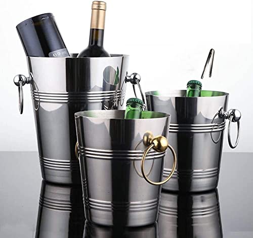 Secchiello per il ghiaccio in acciaio inox da 5 l, per champagne e vino, per bevande e feste, adatto per bar di famiglia, birra refrigerata e champagne