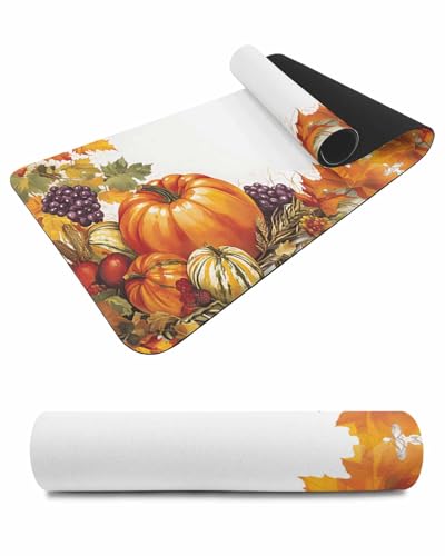 Debedcor Heat Proof Table Pads Waterproof Decorative, Fall Pumpkins Grapes Non-Slip Table Countertop Protector, Thanksgiving Harvest Maple Leaf Insulation Mat for Kitchen Room, 40 x 12 Inches