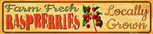 peiyeety Vintage Metal Tin Sign Farm Fresh Raspberries Retro Sign, Rustic Wall Decor for Home, Kitchen, Garden, Farmhouse, Patio, Porch, Man Cave, Garage, Office, 4 * 16 inch