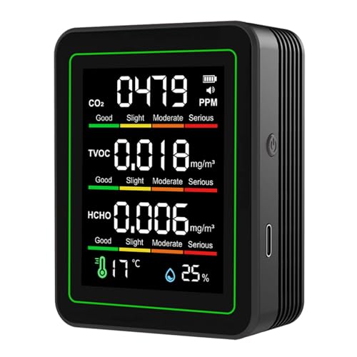 Odorkle Medidor de Calidad del Aire 5 en 1, Detector de Aire Interior Portátil ZN MT11 para Electrodomésticos Inteligentes, Negro