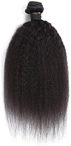 ReyenKinky Straight Hair Extensions Coarse Yaki Straight Hair Bundles Brazilian 8A Virgin Human Hair Weave Natural Black Weaving 100G/Piece 10-24inch (12INCH(30CM))