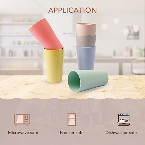 Greenandlife 400Ml/14Oz Set 6 Multicolor Mug For Coffee, Tea, Water, Milk, Juice, Wheat Straw Cup, Unbreakable,Non-Toxin, Bpa Free And Healthy For Kids Children Toddler & Adult #TOP2