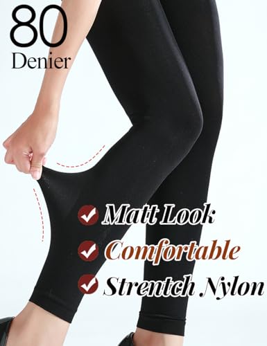Image of 6 Colors Semi Opaque Footless Tights for Women, 80 Denier Black Footless Tights for Women,S-XL