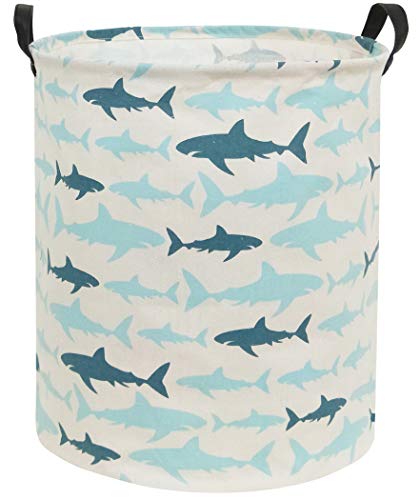 HIYAGON Canvas Storage Basket,Large Laundry Hamper with Handles-Collapsible Storage Bin for Kids Room,Nersury