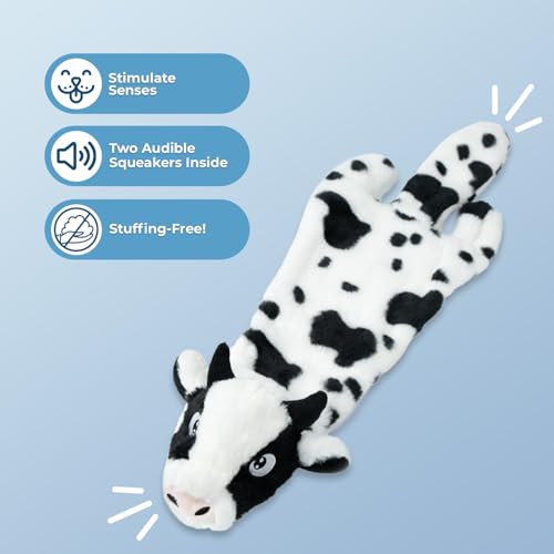 Image of 2-in-1 Fun Skin Stuffless Dog Squeaky Toy by Best Pet Supplies - Sheep & Cow, Medium